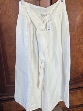 Vince belted Skirt button front linen blend Ivory